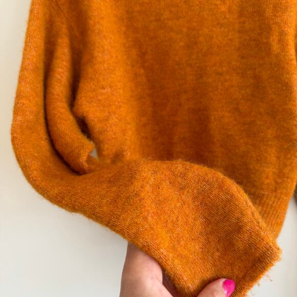 Aritizia Wilfred Lorin Alpaca Wool Turtleneck Tie-Waist Pullover Sweater Orange - Picture 8 of 9